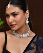 Jewels Nest Oxidized Silver Mirror Choker Necklace Set with Earrings – Boho Tribal Jewellery