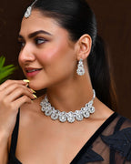 Jewels Nest Oxidized Silver Mirror Choker Necklace Set with Earrings – Boho Tribal Jewellery