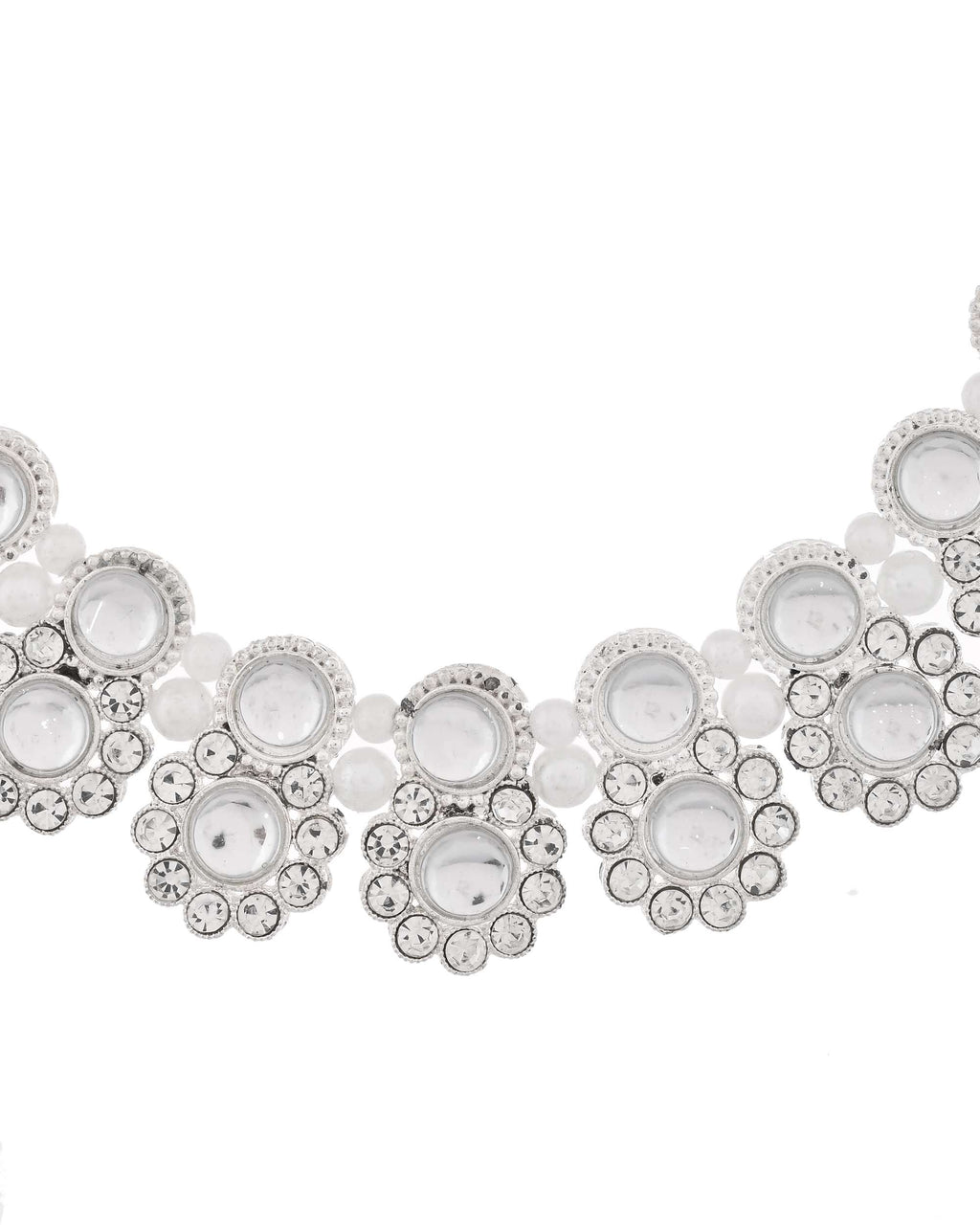 Jewels Nest Oxidized Silver Mirror Choker Necklace Set with Earrings – Boho Tribal Jewellery