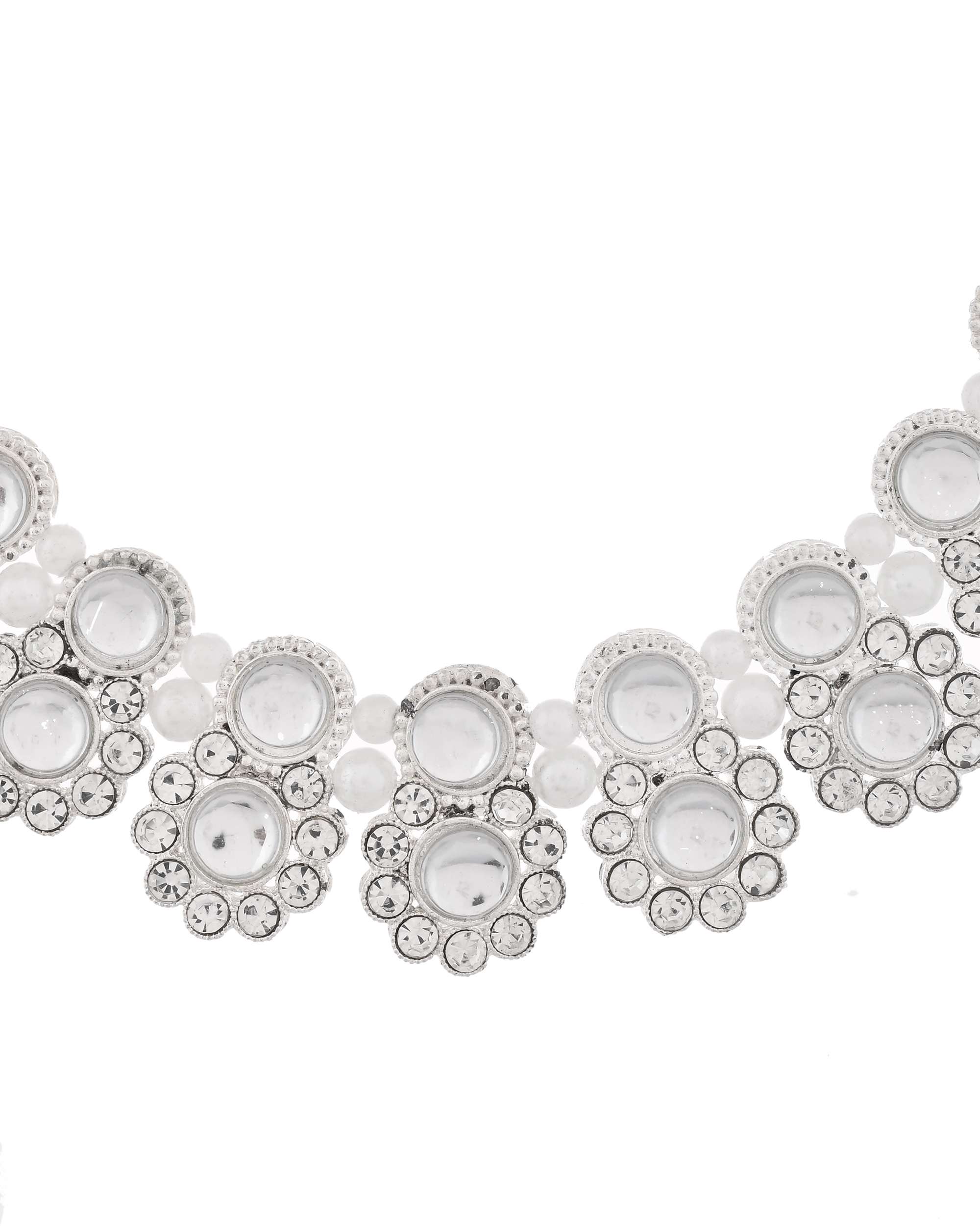 Jewels Nest Oxidized Silver Mirror Choker Necklace Set with Earrings – Boho Tribal Jewellery
