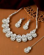 Jewels Nest Oxidized Silver Mirror Choker Necklace Set with Earrings – Boho Tribal Jewellery