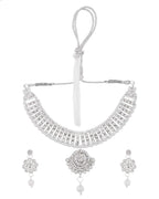 Jewels Nest Dazzling Occasion-Wear Set in Radiant Silver Finish and White Detailing