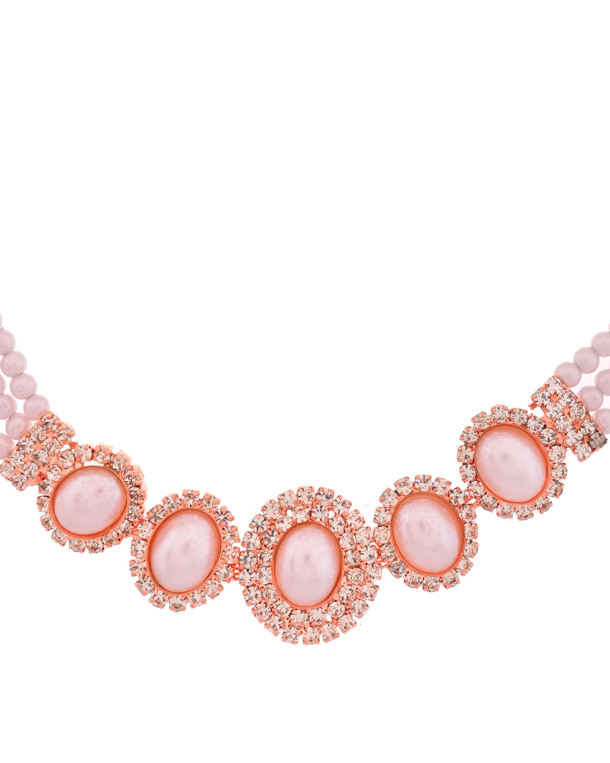 Jewels Nest Rose Gold-Plated Pearl & American Diamond-Studded Jewellery Set