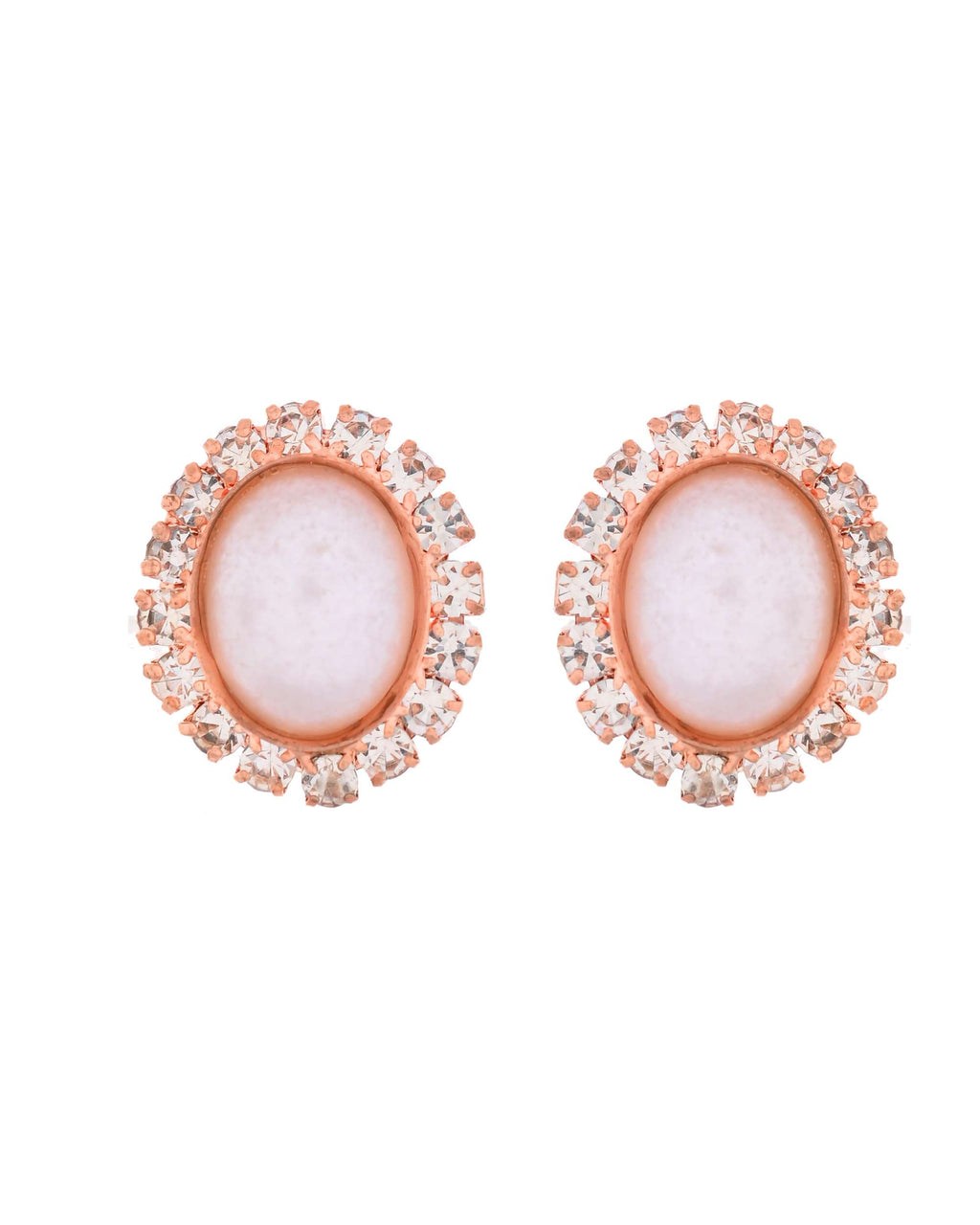Jewels Nest Rose Gold-Plated Pearl & American Diamond-Studded Jewellery Set