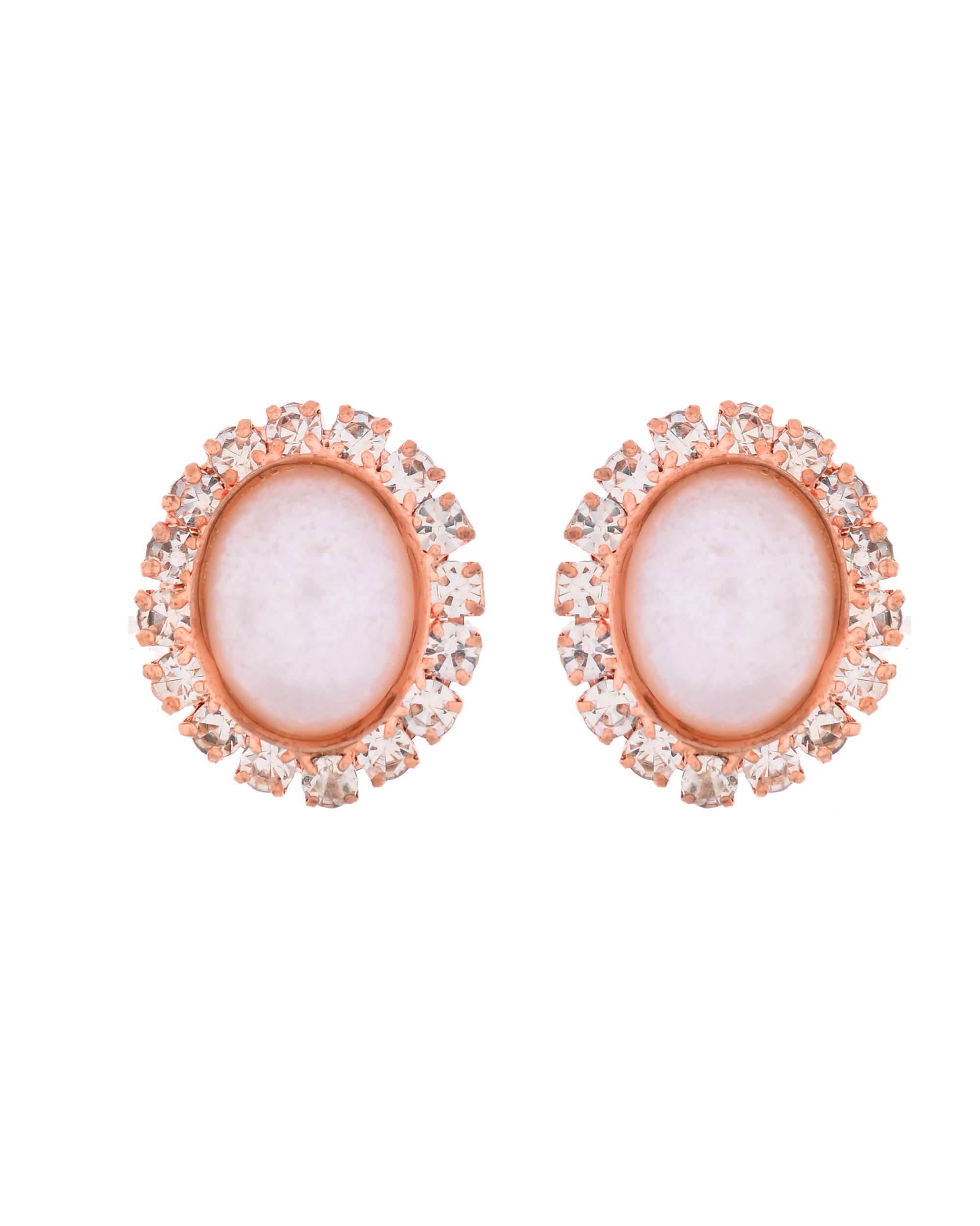Jewels Nest Rose Gold-Plated Pearl & American Diamond-Studded Jewellery Set