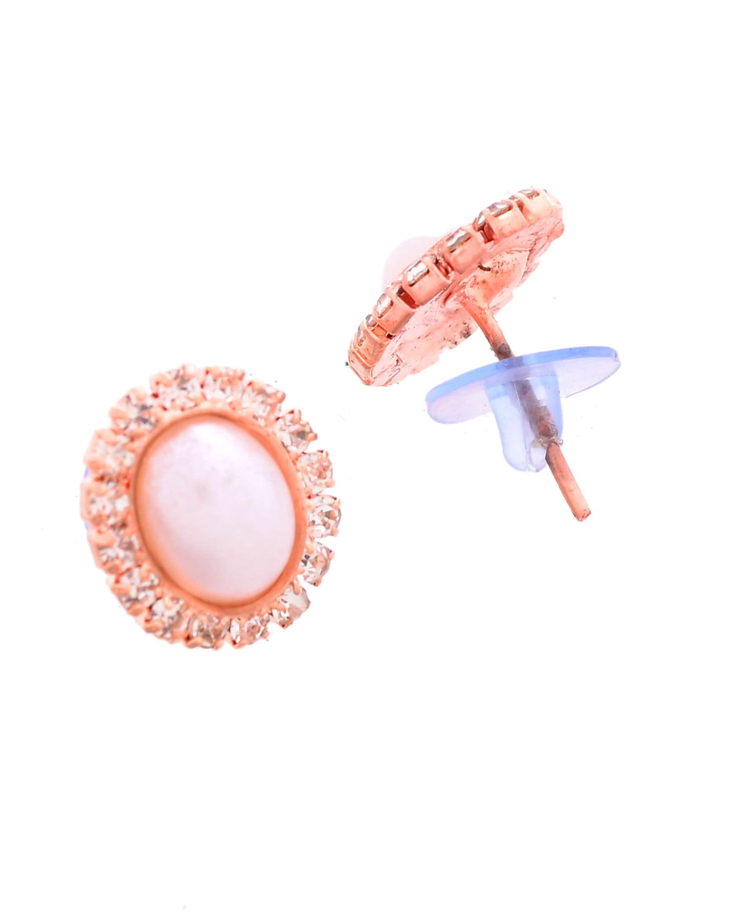 Jewels Nest Rose Gold-Plated Pearl & American Diamond-Studded Jewellery Set