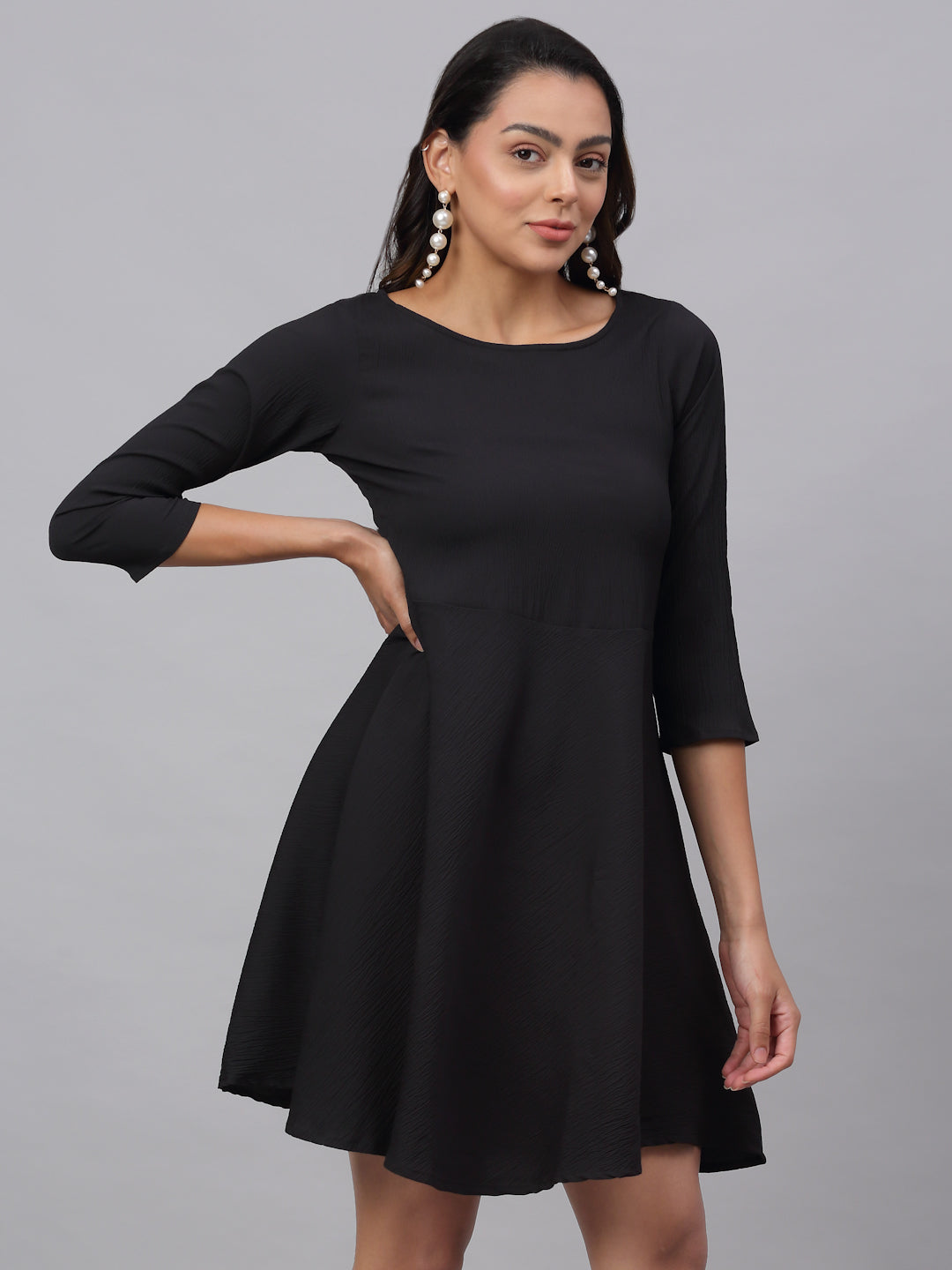 Jainish Women's Black A-Line Dress - Distacart