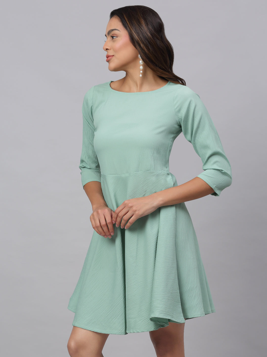 Jainish Women's Green A-Line Dress - Distacart