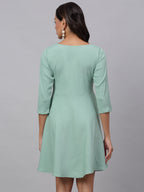 Jainish Women's Green A-Line Dress - Distacart