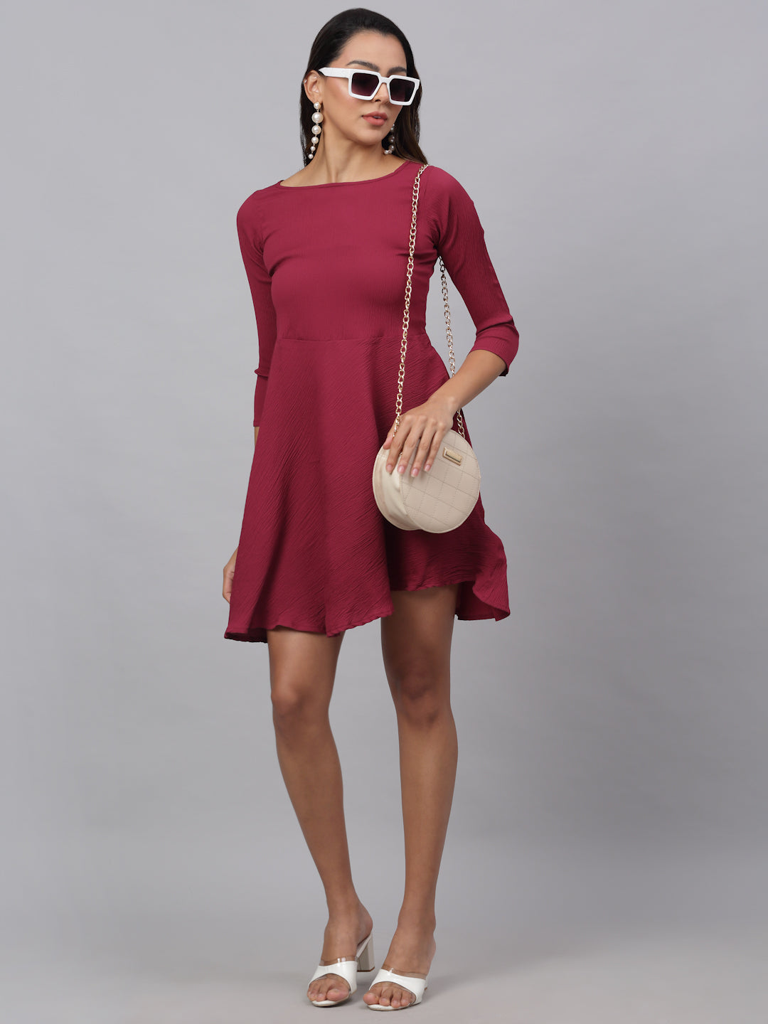 Jainish Women's Maroon A-Line Dress - Distacart