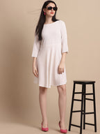 Jainish Women's White Solid A-Line Dress - Distacart