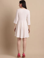 Jainish Women's White Solid A-Line Dress - Distacart