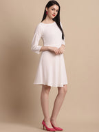 Jainish Women's White Solid A-Line Dress - Distacart
