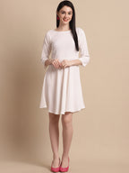 Jainish Women's White Solid A-Line Dress - Distacart