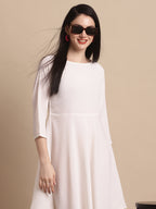 Jainish Women's White Solid A-Line Dress - Distacart