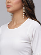 Jainish Women's White Solid Fit & Flare Dress - Distacart