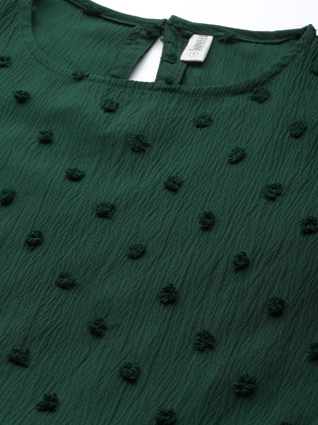 Jainish Women's Georgette Puff Sleeves Tiered Dress - Green - Distacart