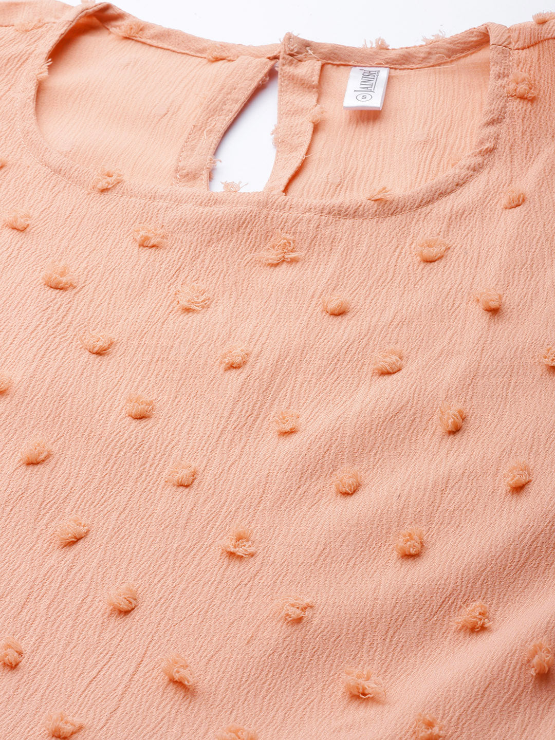 Jainish Women's Georgette Puff Sleeves Tiered Dress - Peach - Distacart