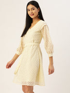 Jainish Women's Off-White A-Line Cotton Dress - Distacart