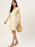 Jainish Women's Off-White A-Line Cotton Dress - Distacart