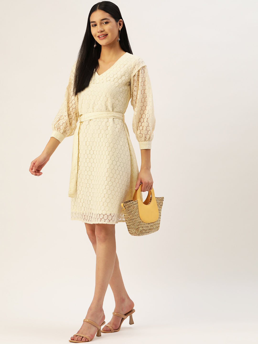 Jainish Women's Off-White A-Line Cotton Dress - Distacart