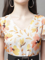 Jainish Women's Orange Printed A-Line Dresses With Belt - Distacart