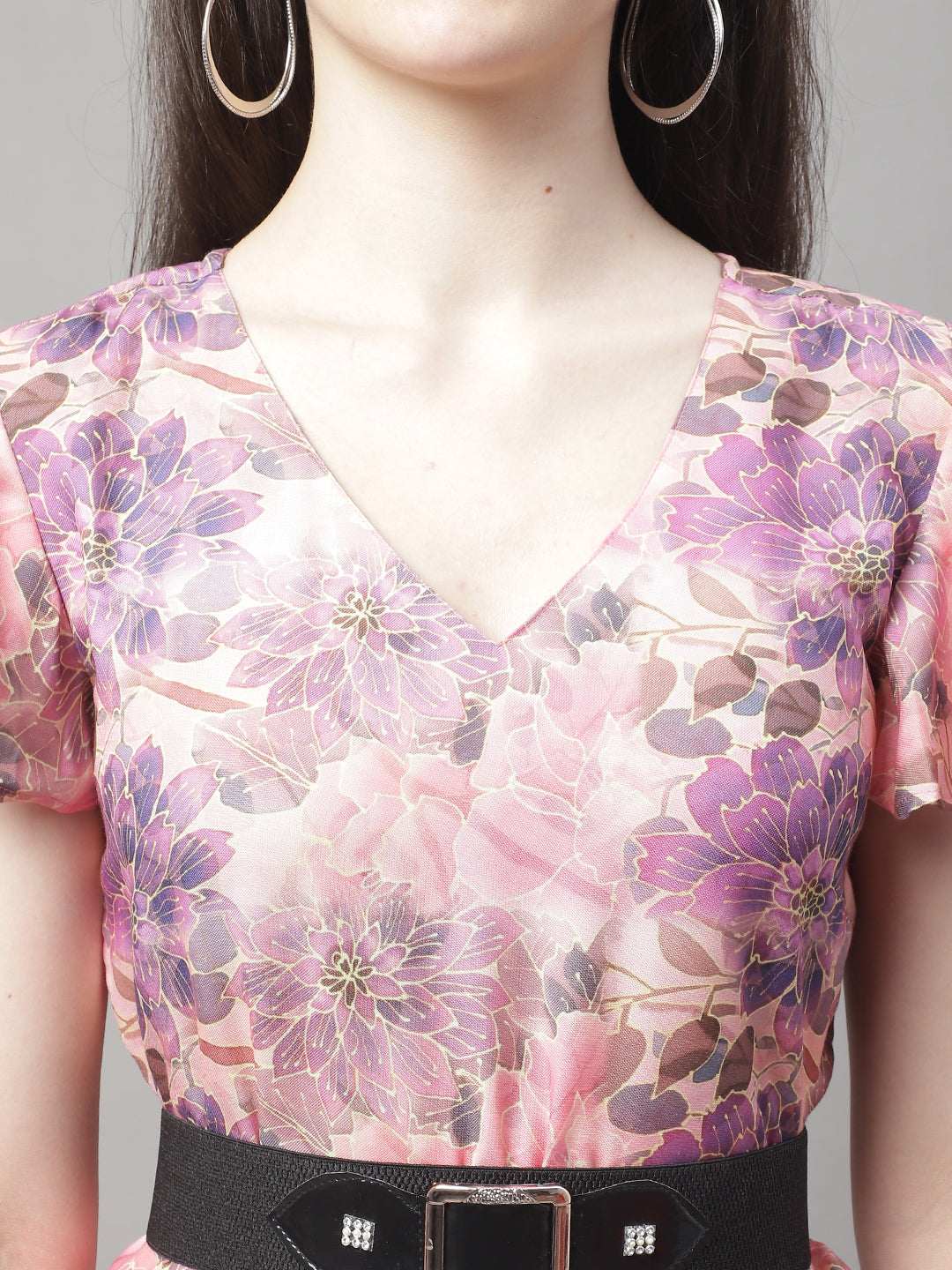 Jainish Women's Pink Printed A-Line Dresses With Belt - Distacart
