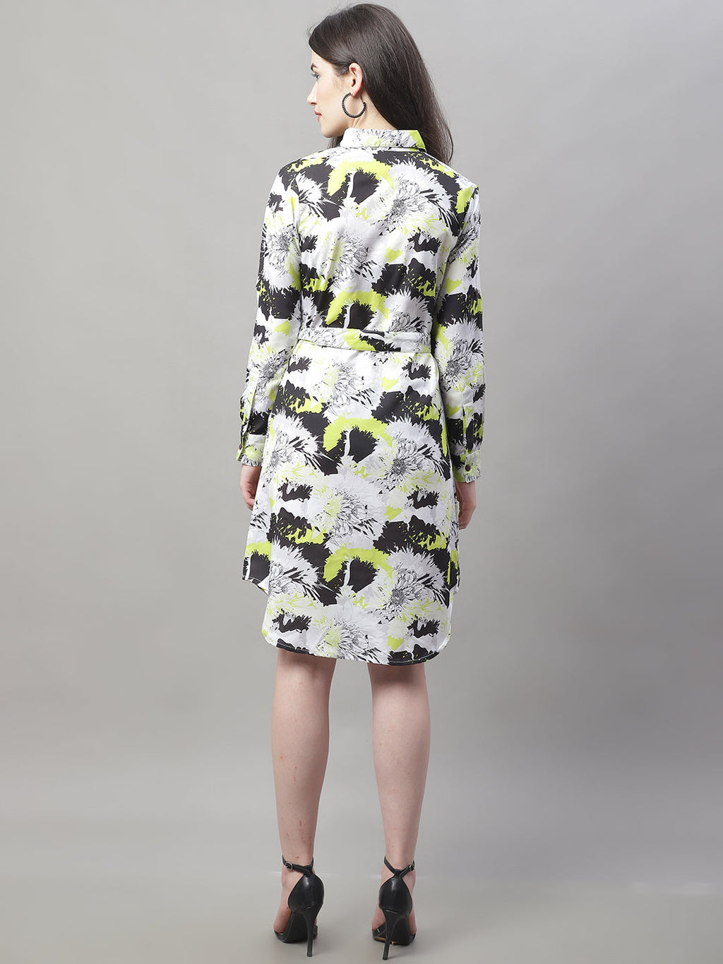 Jainish Women's White Printed A-Line Dresses With Belt - Distacart