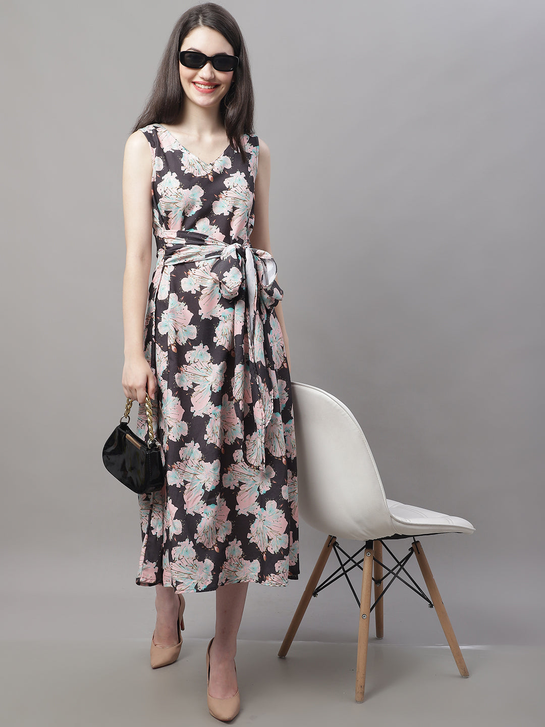 Jainish Women's Black Printed A-Line Dresses - Distacart
