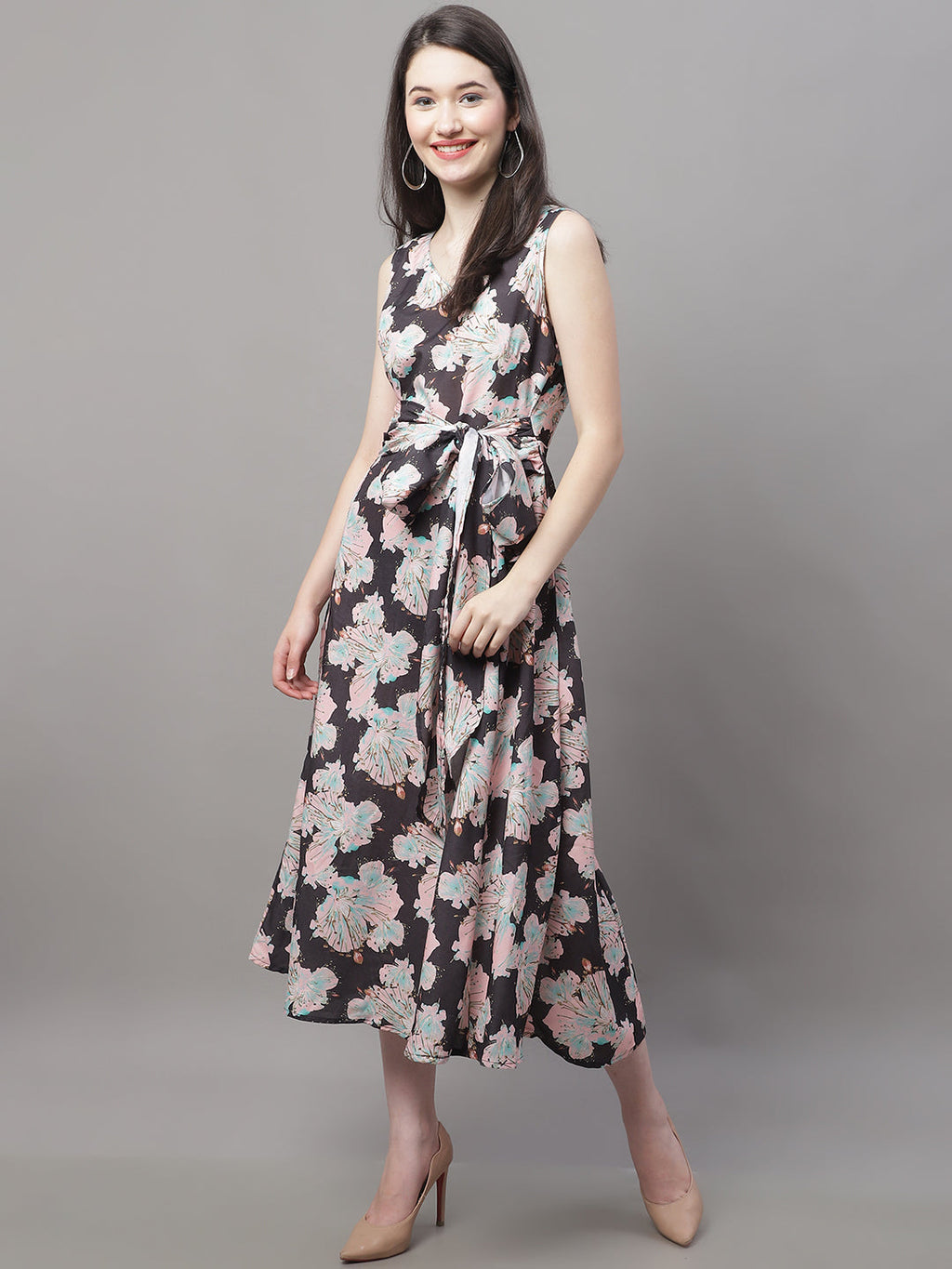 Jainish Women's Black Printed A-Line Dresses - Distacart