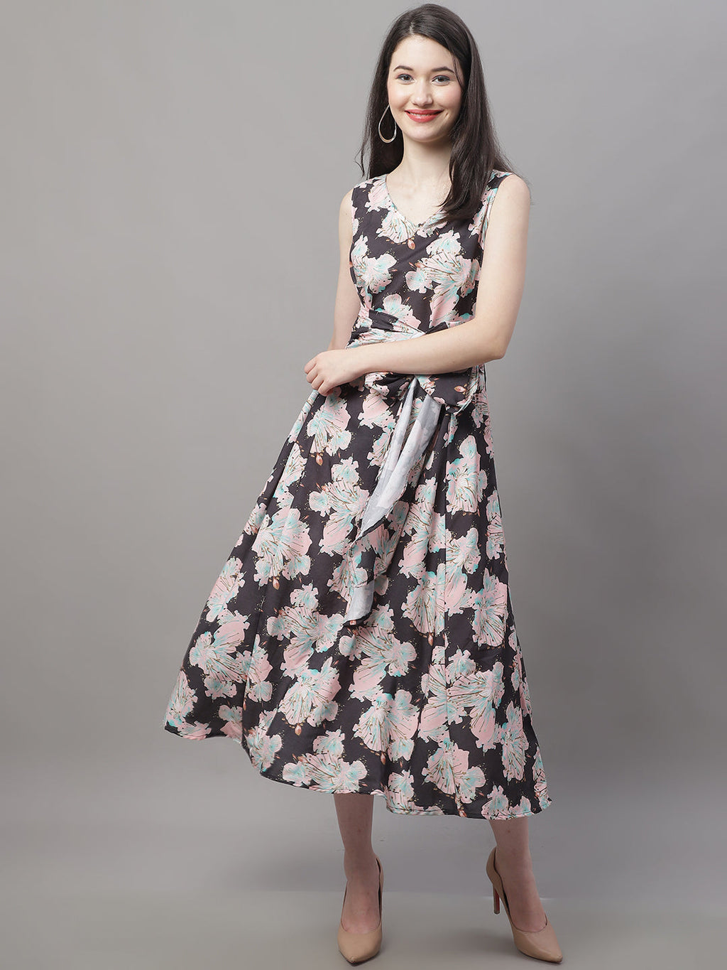 Jainish Women's Black Printed A-Line Dresses - Distacart