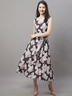 Jainish Women's Black Printed A-Line Dresses - Distacart