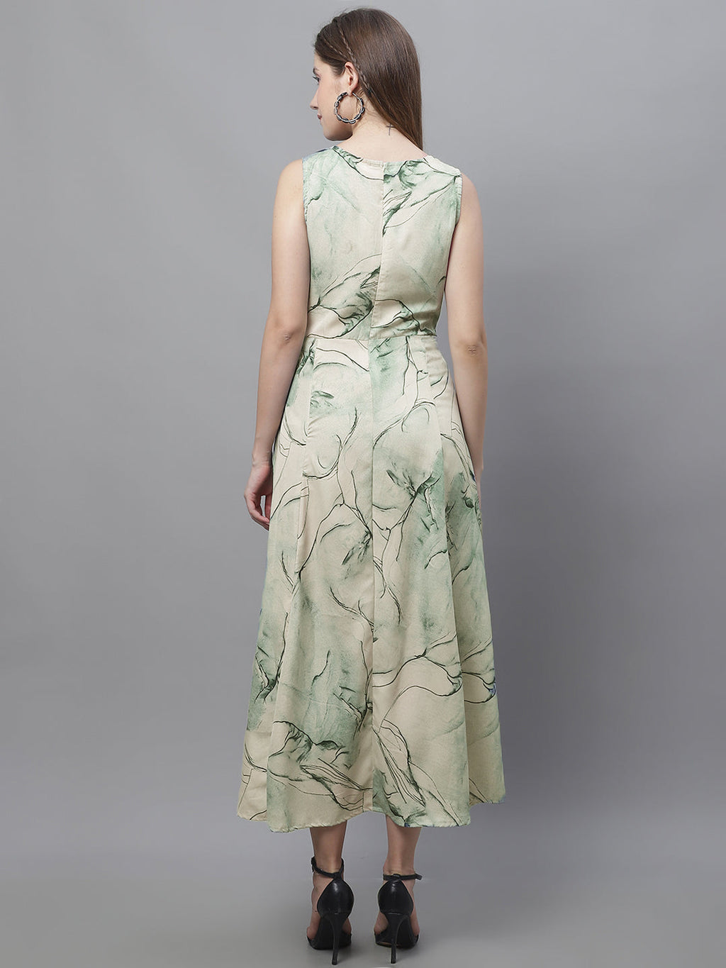 Jainish Women's Green Printed A-Line Dresses - Distacart