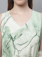 Jainish Women's Green Printed A-Line Dresses - Distacart
