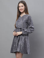 Jainish Women's WoSequin Velvet A-line dress - Grey - Distacart