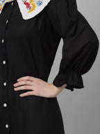 Jainish Women's WoFloral Embroidered A-line Dress - Black - Distacart