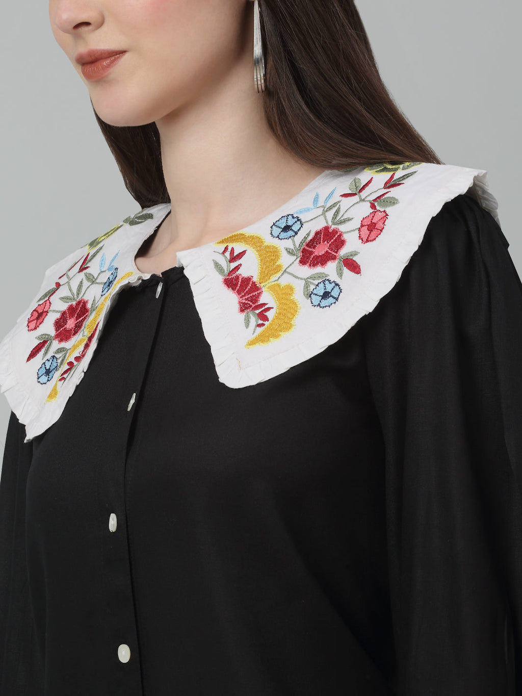 Jainish Women's WoFloral Embroidered A-line Dress - Black - Distacart