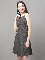 Jainish Women's Grey Floral Printed A-Line Dresses - Distacart