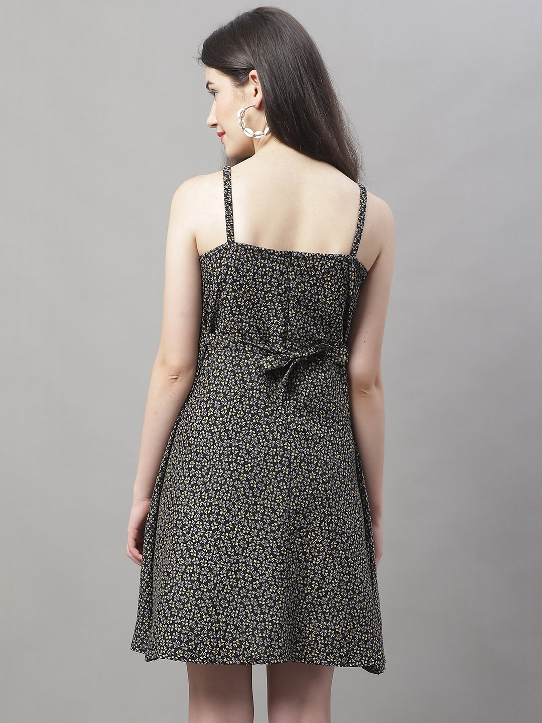 Jainish Women's Grey Floral Printed A-Line Dresses - Distacart