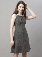 Jainish Women's Grey Floral Printed A-Line Dresses - Distacart