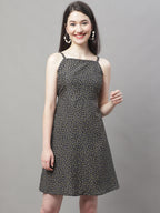 Jainish Women's Grey Floral Printed A-Line Dresses - Distacart