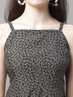 Jainish Women's Grey Floral Printed A-Line Dresses - Distacart