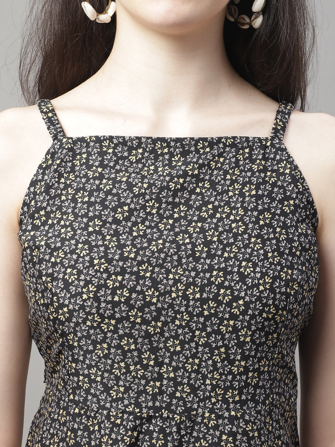 Jainish Women's Grey Floral Printed A-Line Dresses - Distacart