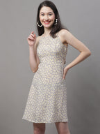Jainish Women's Off White Floral Printed A-Line Dresses - Distacart