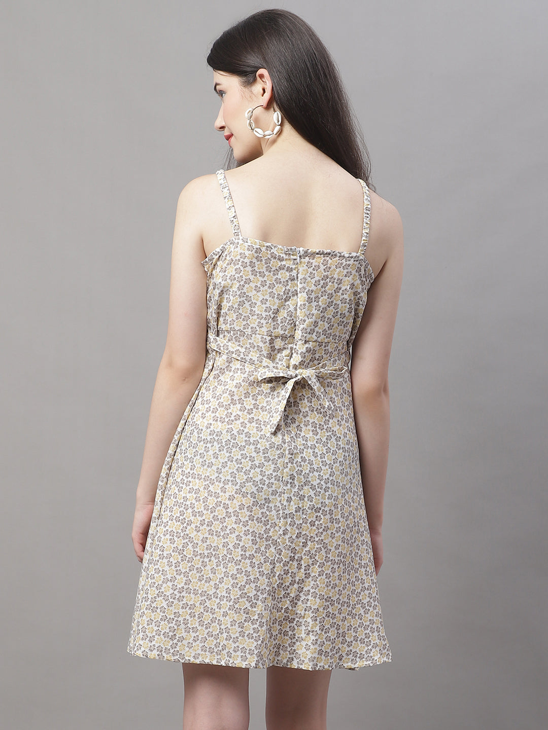 Jainish Women's Off White Floral Printed A-Line Dresses - Distacart