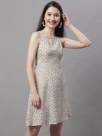 Jainish Women's Off White Floral Printed A-Line Dresses - Distacart