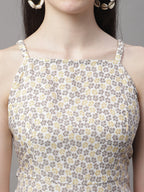 Jainish Women's Off White Floral Printed A-Line Dresses - Distacart