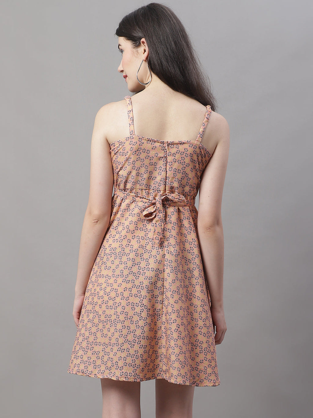 Jainish Women's Peach Floral Printed A-Line Dresses - Distacart