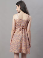 Jainish Women's Peach Floral Printed A-Line Dresses - Distacart