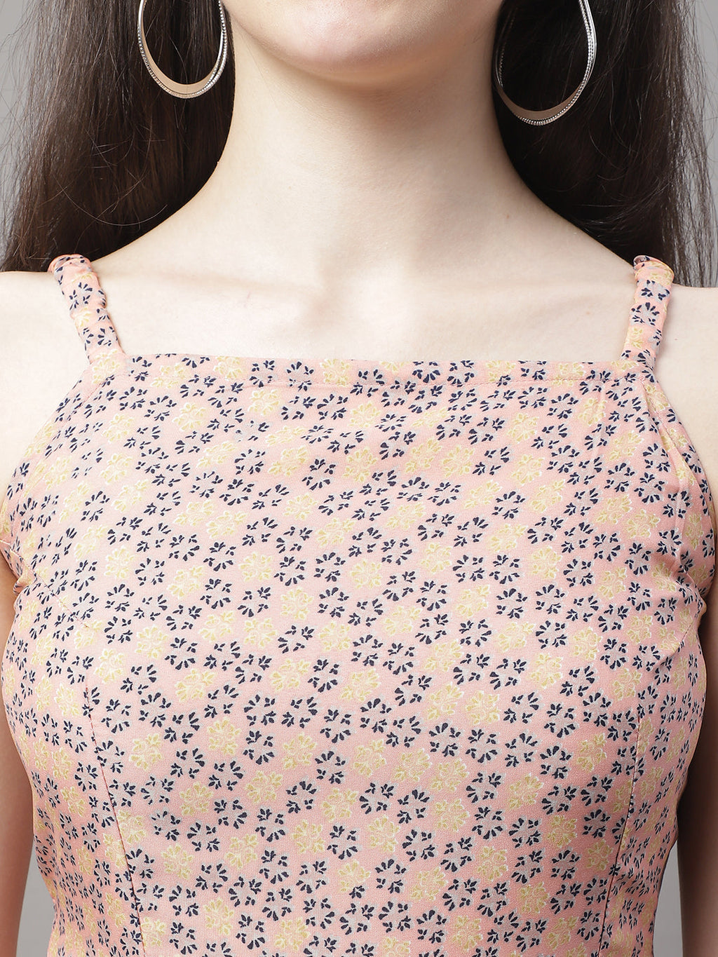 Jainish Women's Peach Floral Printed A-Line Dresses - Distacart